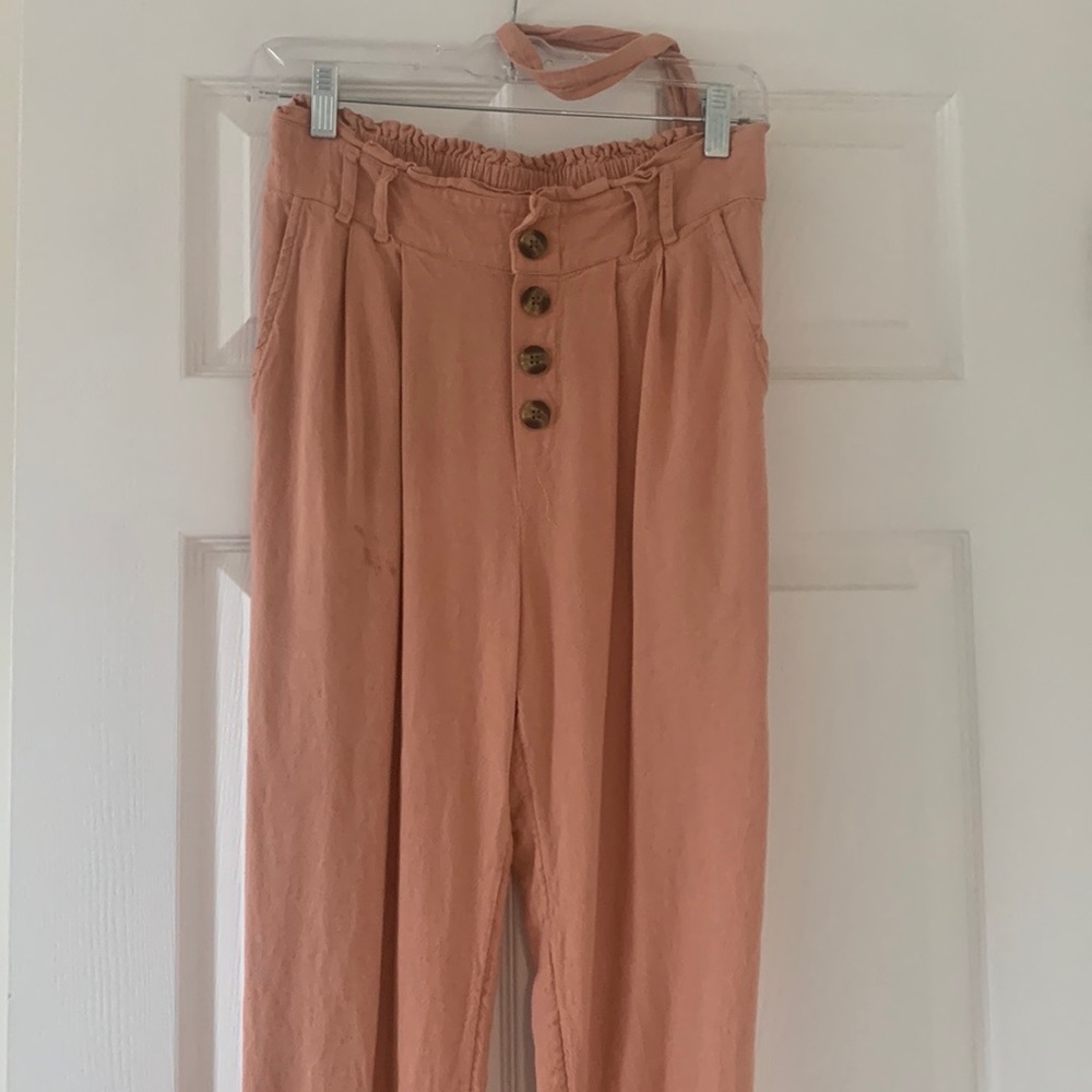 American Eagle Salmon-Colored Linen Pants